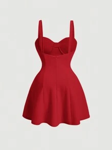 SHEIN MOD Plus Solid Cami Dress,Birthday Dresses For Women,Corset Dress For Women - Red - View 2