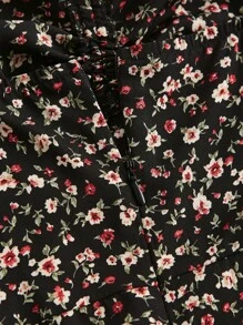 SHEIN MOD 碎花高衩吊帶連衣裙 - 黑色 - 查看 4