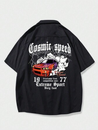 Street Life Uomo Camicia A Grafica Di Auto E Lettere