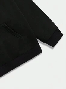ROMWE MEN Street Life Nam Đồ họa Chữ cái Dây rút Hoodie - màu đen - Xem 3