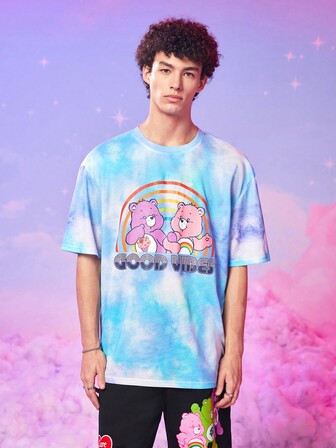 ROMWE X Care Bears Guys Tie Dye Cartoon Graphic Tee