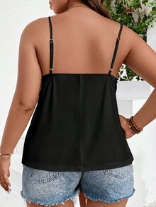 SHEIN Holidaya Talla grande Top de tirantes con diseño aplique - Negro - Ver 2