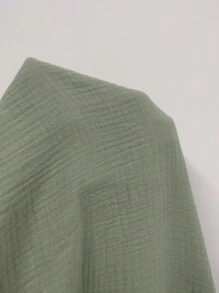 SHEIN LUNE Chất rắn Thả vai Nút phía trước Áo sơ mi - màu xanh lá - Xem 7