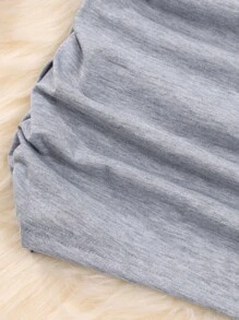 SHEIN cô gái mười hai In bướm Viền ven Váy Dây & Áo Zip Up Hoodie - Xám - Xem 4