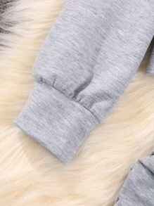 SHEIN cô gái mười hai In bướm Viền ven Váy Dây & Áo Zip Up Hoodie - Xám - Xem 6