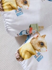 SHEIN 男嬰卡通圖案拼接滾邊睡衣套裝 - 白色 - 查看 3