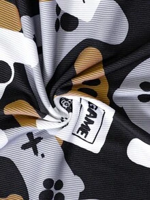 Boys Cartoon Graphic Tee & Shorts Snug Fit PJ Set - Khaki - View 4