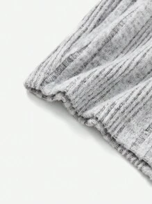 SHEIN EZwear 素色條紋針織彈力緊身連體短褲 - 淺灰色 - 查看 4