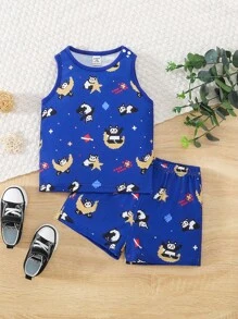 SHEIN Bộ đồ Em bé Hoạt hình - Màu xanh lam - Xem 1