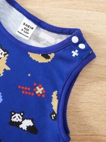SHEIN Bộ đồ Em bé Hoạt hình - Màu xanh lam - Xem 4