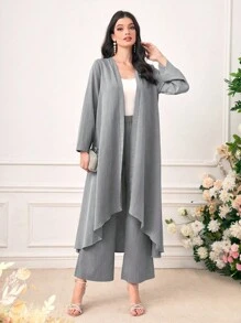 Al Najma 开襟上衣 & 阔腿裤 2 件套 - 灰色 - 查看 4