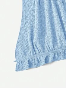 SHEIN VCAY Solid Ruffle Hem Halter Tie Backless Summer Beach Women Cami Top - Baby Blue - View 5