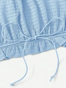 SHEIN VCAY Solid Ruffle Hem Halter Tie Backless Summer Beach Women Cami Top - Baby Blue - View 6