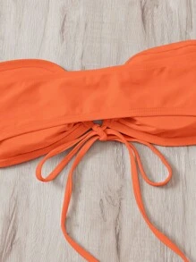 抽繩抹胸比基尼上衣 - 橘色 - 查看 6