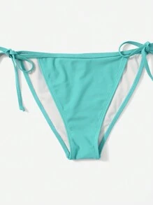 SHEIN Swim Conjunto de bikini con tiras laterales en triángulo sólido para verano, playa y vacaciones - verde menta - Ver 4