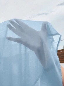 SHEIN LUNE Plus Solid High Low Hem Cami Top - Blue - View 6