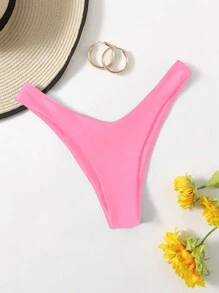 Swim Vcay Summer Beach High Cut Bikini Panty - Pink - View 1