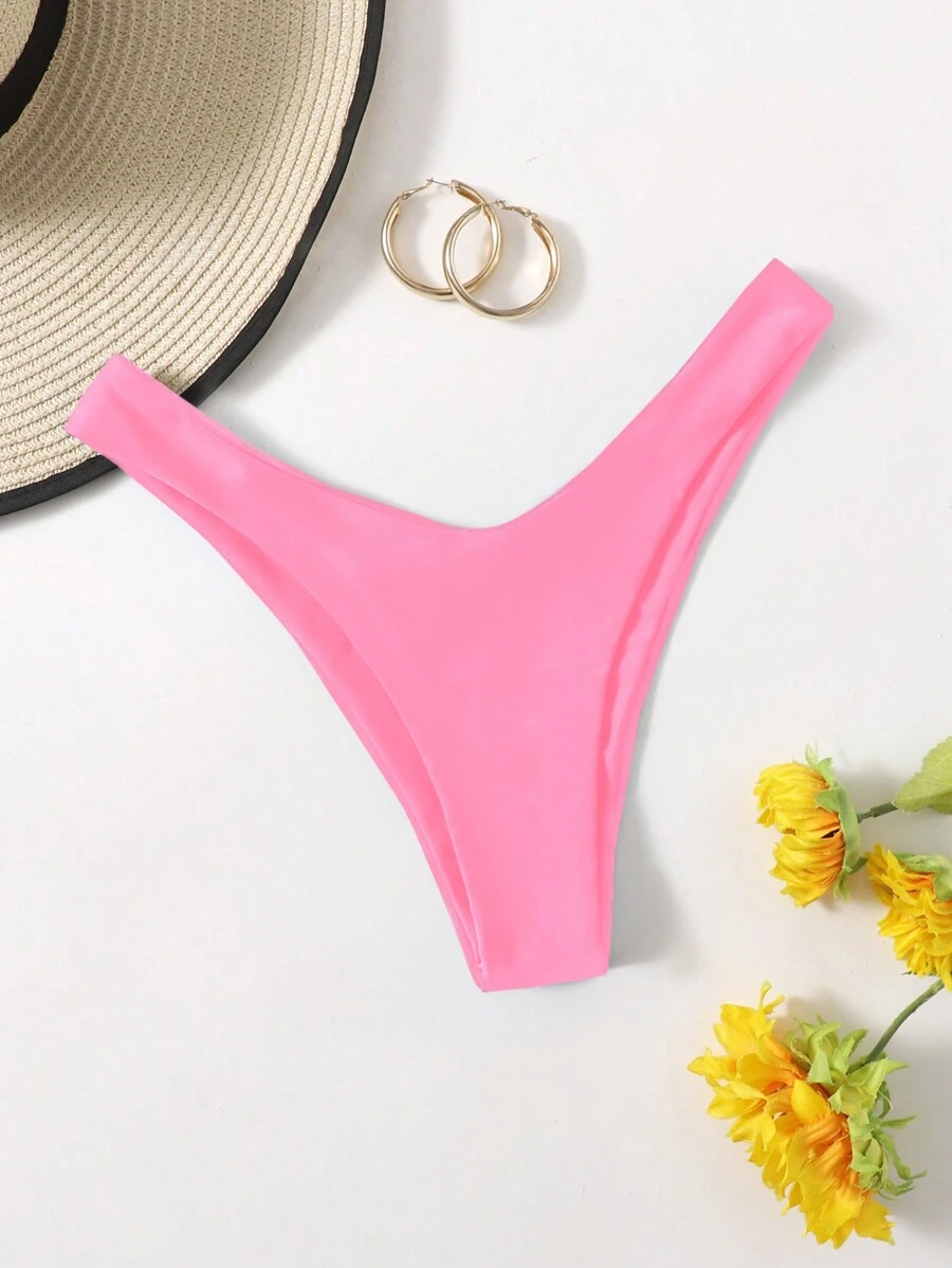 Swim Vcay Summer Beach High Cut Bikini Panty - Pink - View 1
