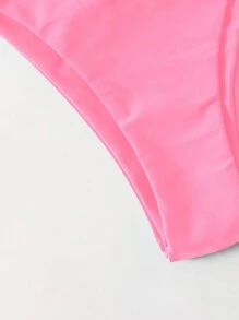 Swim Vcay Summer Beach High Cut Bikini Panty - Pink - View 5
