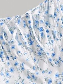 SHEIN MOD Ditsy Floral Print Tie Shoulder Cami Dress - Multicolor - View 3