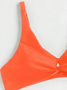 青少年女孩夏季海滩扭纹前比基尼套装，泳衣