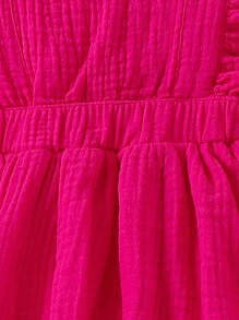 SHEIN Toddler Girls Ruffle Trim Layer Hem Dress With Headband - Hot Pink - View 4