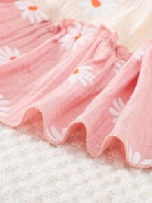 SHEIN Young Girl Floral Print Colourblock Ruffle Hem Cami Dress - Multicolor - View 4