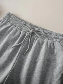 INAWLY Letter Graphic Tank Top & Drawstring Waist Shorts