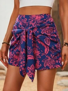 SHEIN VCAY 印花前打結短褲 - 藏蓝色 - 查看 6