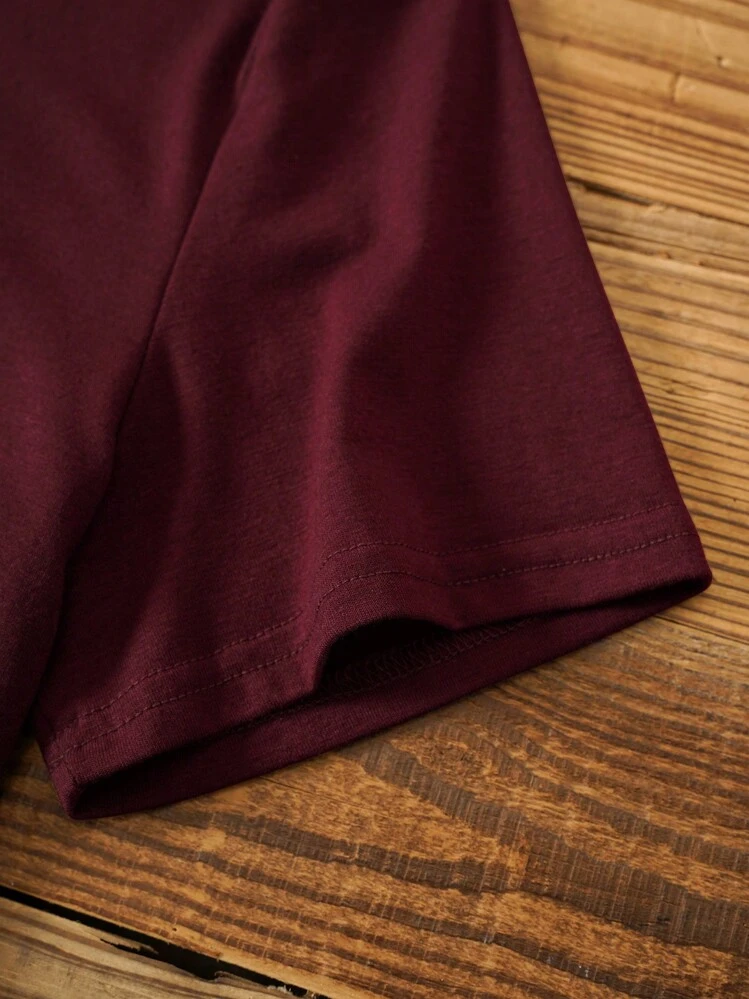 SHEIN LUNE T-shirt Imprimé Géométrique - Rouge foncé - Voir 4