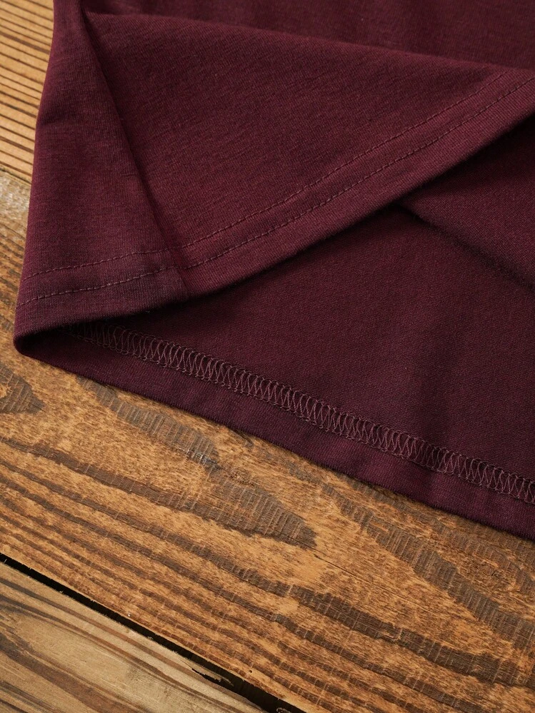 SHEIN LUNE T-shirt Imprimé Géométrique - Rouge foncé - Voir 5