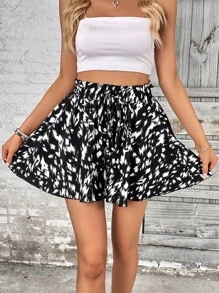 Breezaya Quần đùi nữ Quần paper-bag Tất cả trên in Giải trí - màu đen - Xem 5