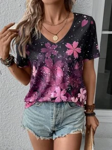 SHEIN LUNE Áo thun nữ Hoa Giải trí - Nhiều màu - Xem 1