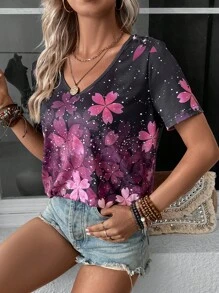 SHEIN LUNE Áo thun nữ Hoa Giải trí - Nhiều màu - Xem 5