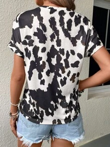 SHEIN LUNE 滿版印花蝙蝠袖T恤 - 杏色 - 查看 2