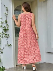 SHEIN LUNE 1 pieza Vestido con estampado floral - Rojo - Ver 2