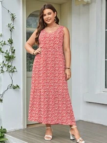 SHEIN LUNE 1 pieza Vestido con estampado floral - Rojo - Ver 3
