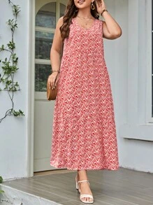 SHEIN LUNE 1 pieza Vestido con estampado floral - Rojo - Ver 4
