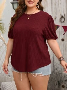 SHEIN LUNE Camiseta unicolor de manga farol