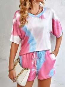 SHEIN LUNE Bộ đồ hai mảnh nữ Túi Dây kéo Cà vạt nhuộm Giải trí - Nhiều màu - Xem 1