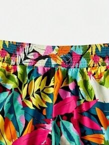 SHEIN LUNE 大碼1入組熱帶圖案闊腿短褲 - 彩色 - 查看 11