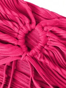 EMERY ROSE 抽繩褶邊緊身上衣抹胸上衣 - 玫紅色 - 查看 4