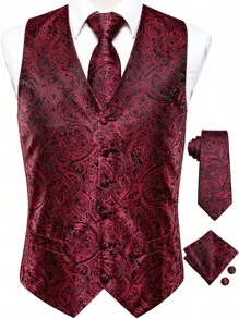Bộ vest, cà vạt, khăn tay và khuy măng sét dành cho nam, thích hợp cho cả trang phục trang trọng và thường ngày. - Nhiều màu - Xem 1