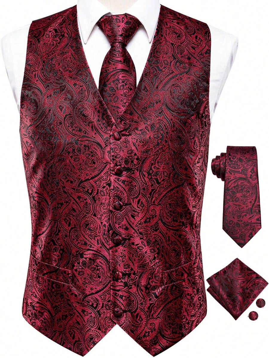 Bộ vest, cà vạt, khăn tay và khuy măng sét dành cho nam, thích hợp cho cả trang phục trang trọng và thường ngày. - Nhiều màu - Xem 1