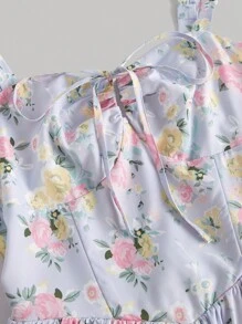 SHEIN MOD Floral Print Knot Front Cami Dress - Multicolor - View 3