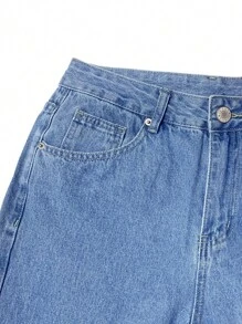 男士斜口袋直筒牛仔裤 - 淺色水洗藍 - 查看 6