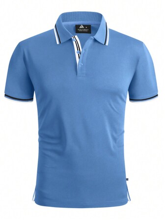 男士條紋飾邊POLO衫