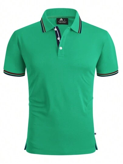 Hombres Camisa polo ribete de rayas