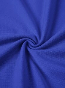 Men Striped Trim Polo Shirt - Royal Blue - View 5