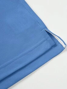 男士條紋飾邊POLO衫 - 霧霾藍 - 查看 3